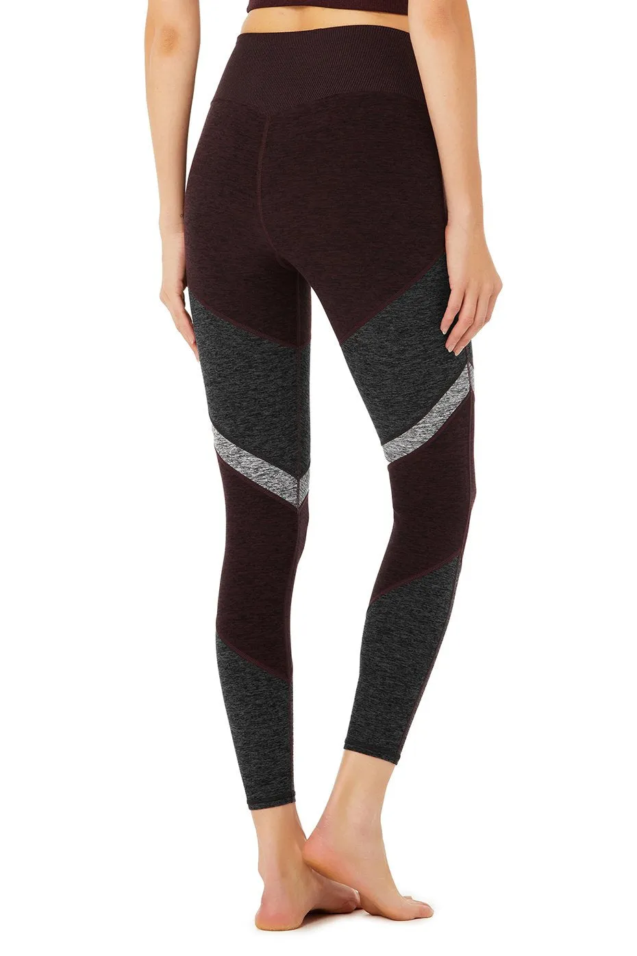 7/8 High-Waist Alosoft Sheila Legging - Oxblood Heather/Dark Heather Grey/Dove Grey Heather