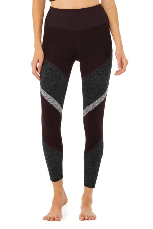 7/8 High-Waist Alosoft Sheila Legging - Oxblood Heather/Dark Heather Grey/Dove Grey Heather