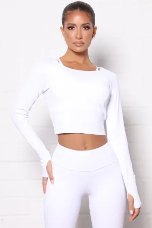 After Cardio Ribbed Athletic Long Sleeve Top - White