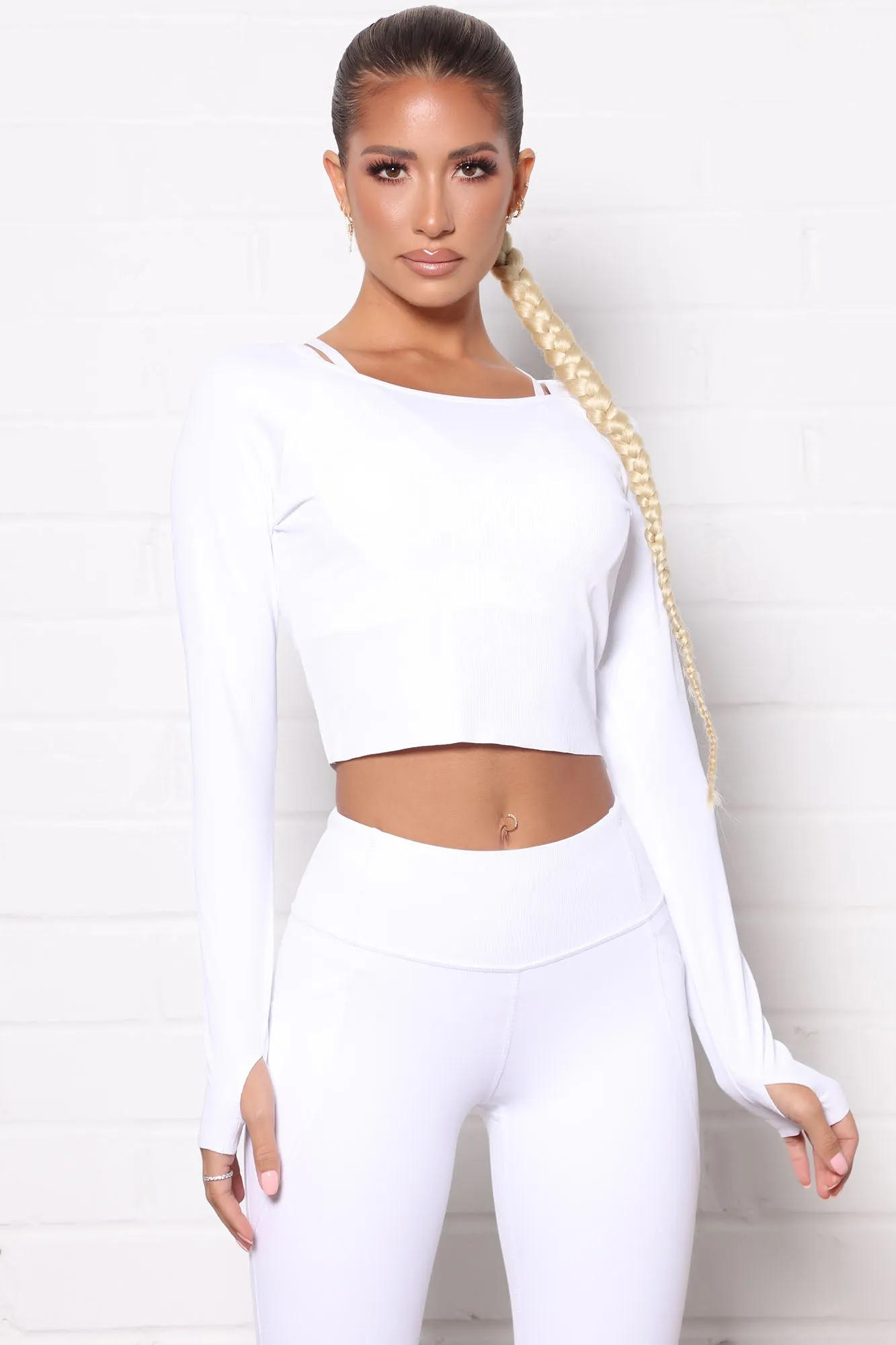 After Cardio Ribbed Athletic Long Sleeve Top - White