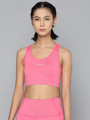 Alcis Pink Solid Drytech  Sports Bra