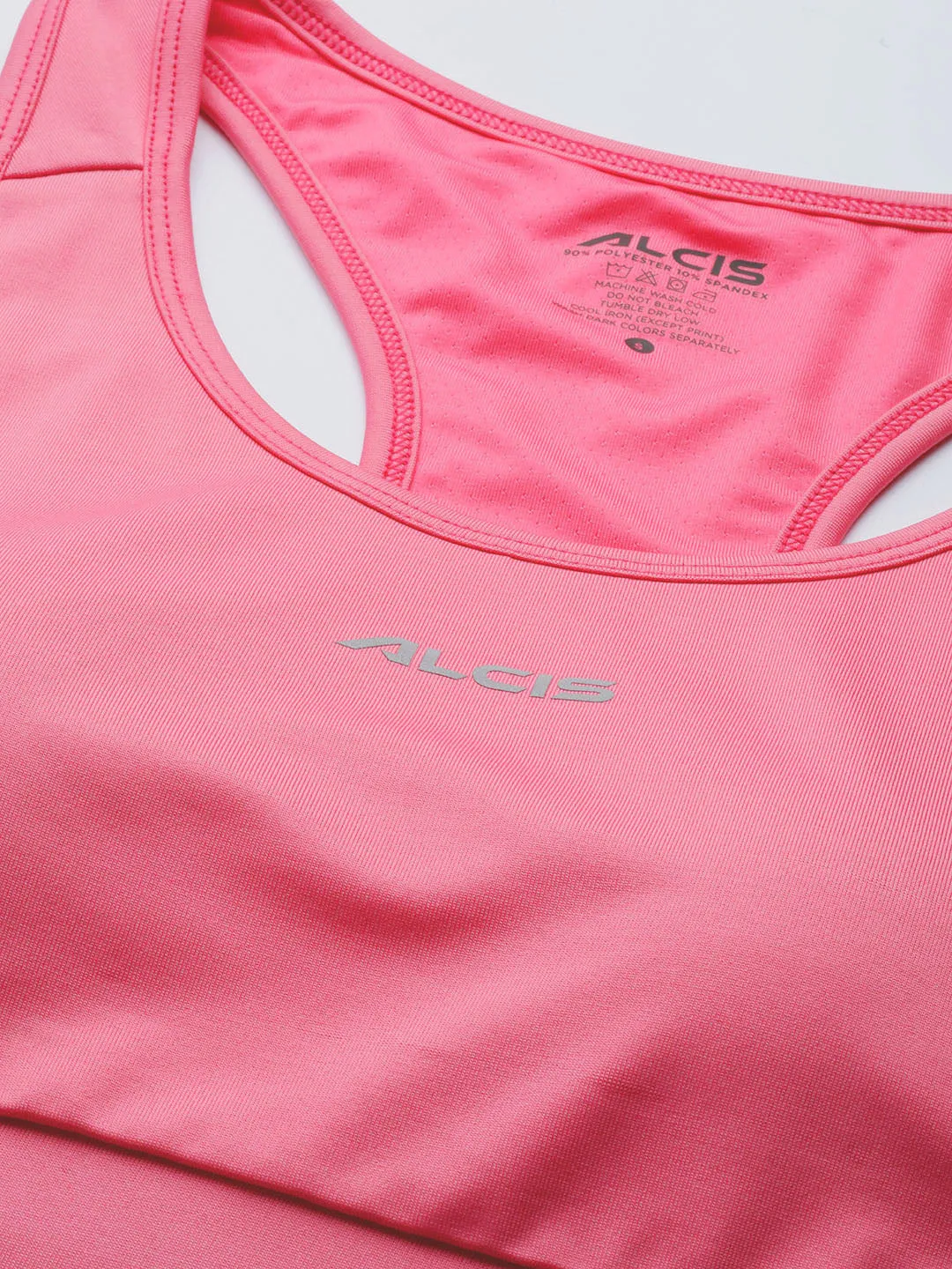 Alcis Pink Solid Drytech  Sports Bra