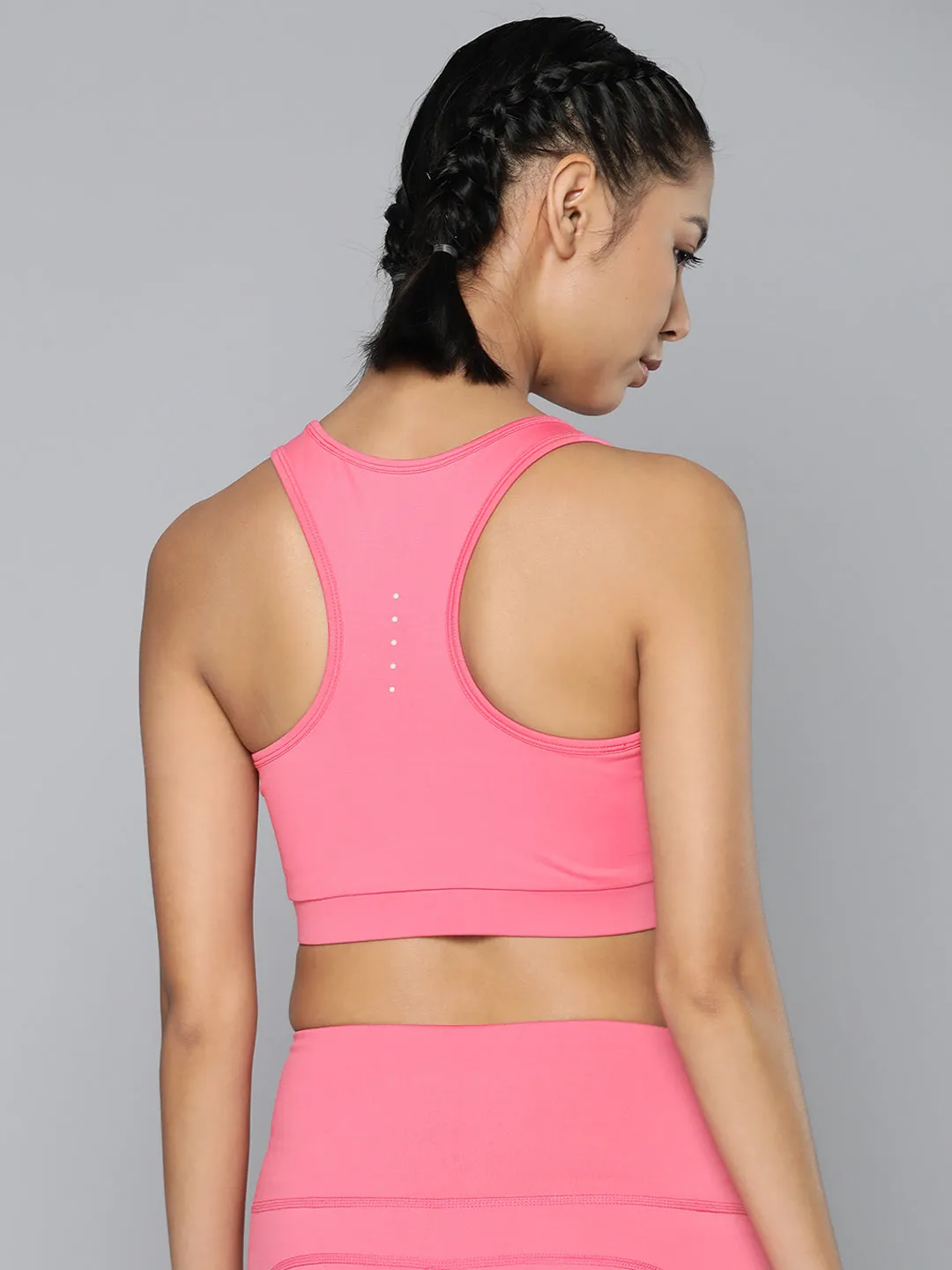 Alcis Pink Solid Drytech  Sports Bra