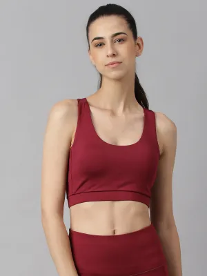 Alcis Women Red Plum Anti-Static Slim-Fit Low-Impact Sports Bra