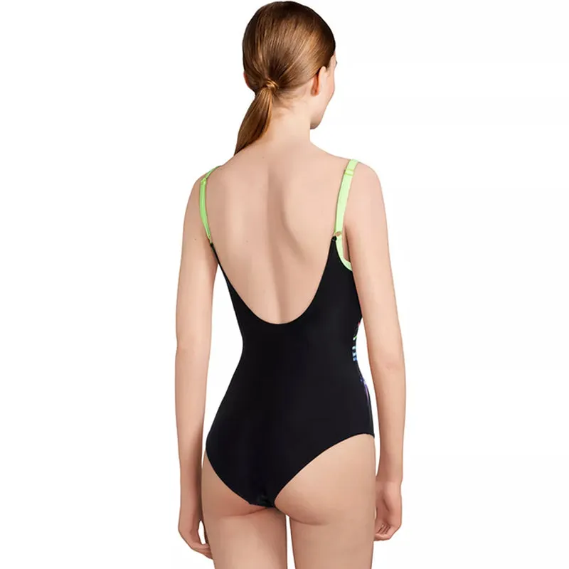 Arena - Hoya U-Back Ladies Bodylift Swimsuit - Black/Shiny Green