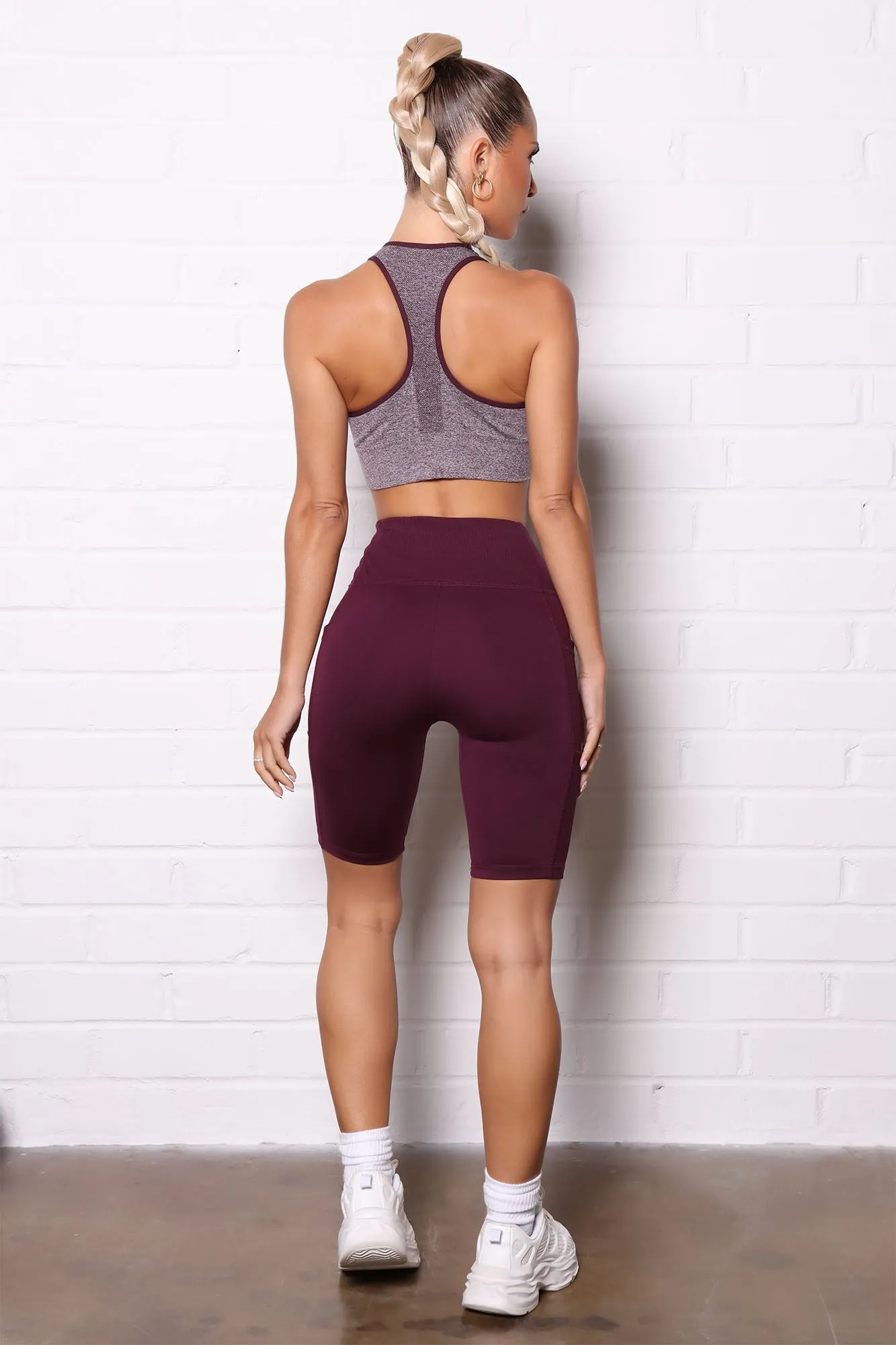 Back To Business Active Ribbed Biker Short - Violet