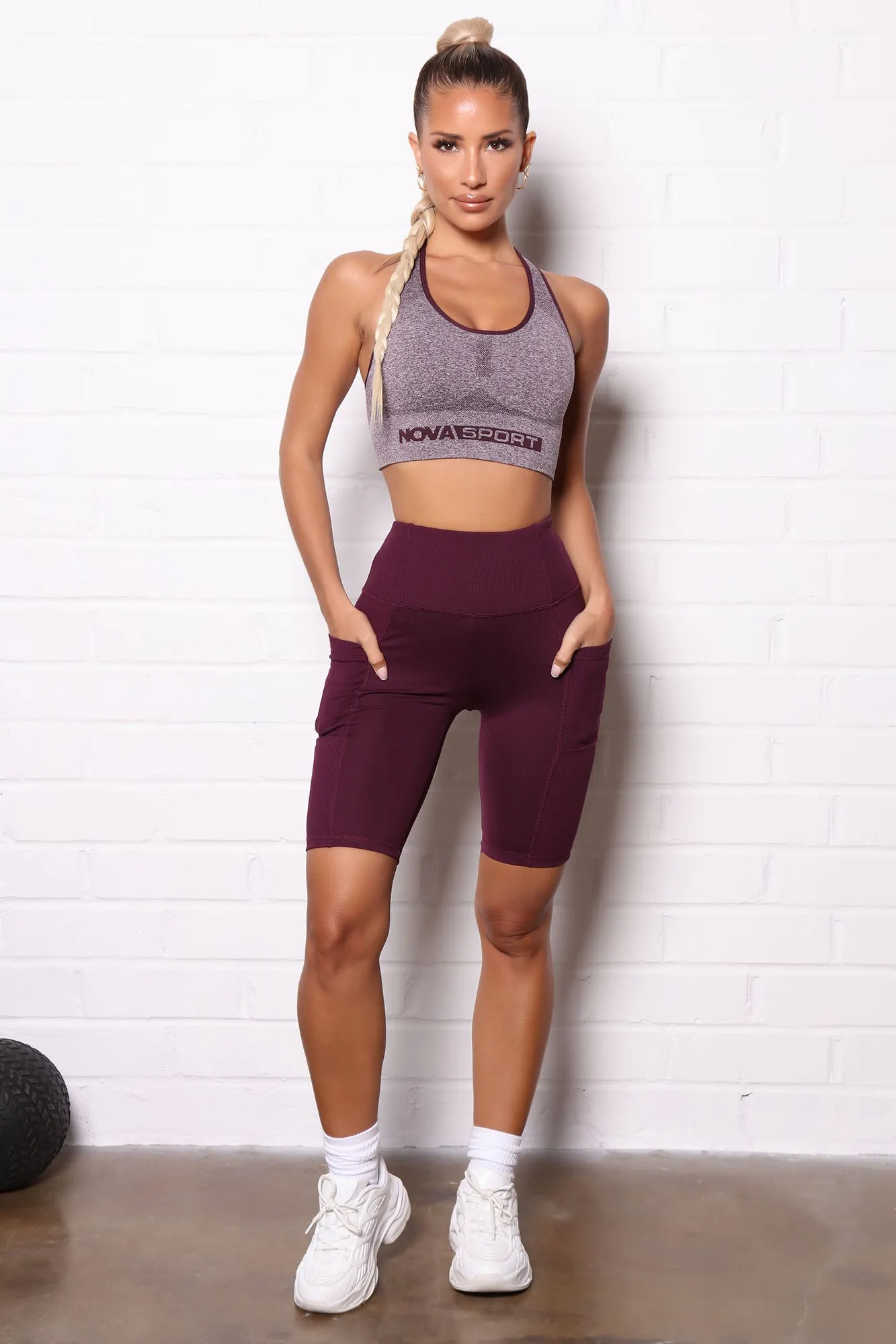 Back To Business Active Ribbed Biker Short - Violet