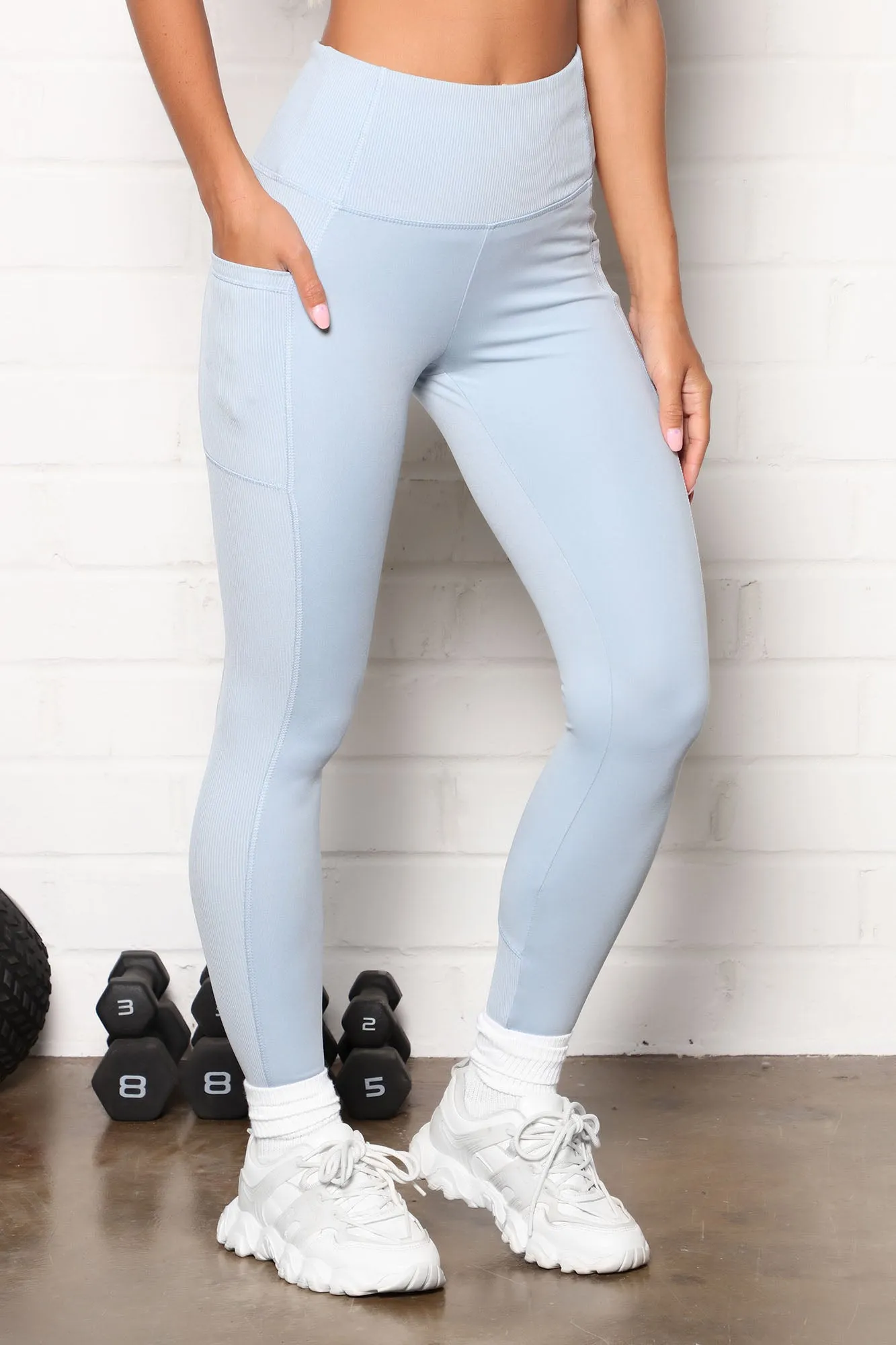 Back To Business Active Ribbed Legging - Slate Blue