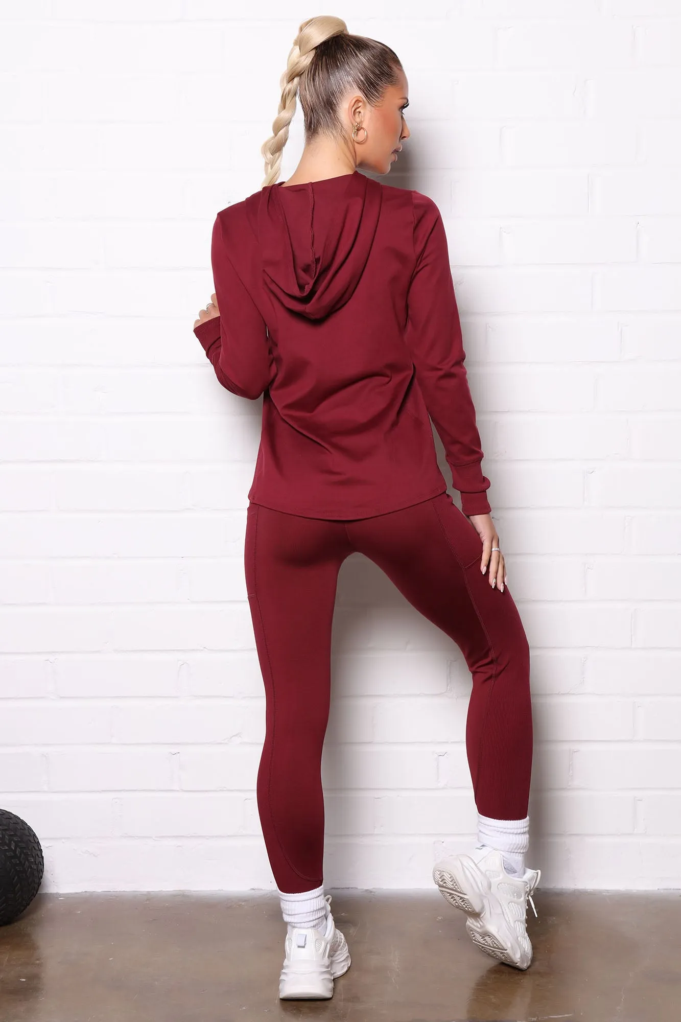 Back To Business Active Ribbed Legging - Wine