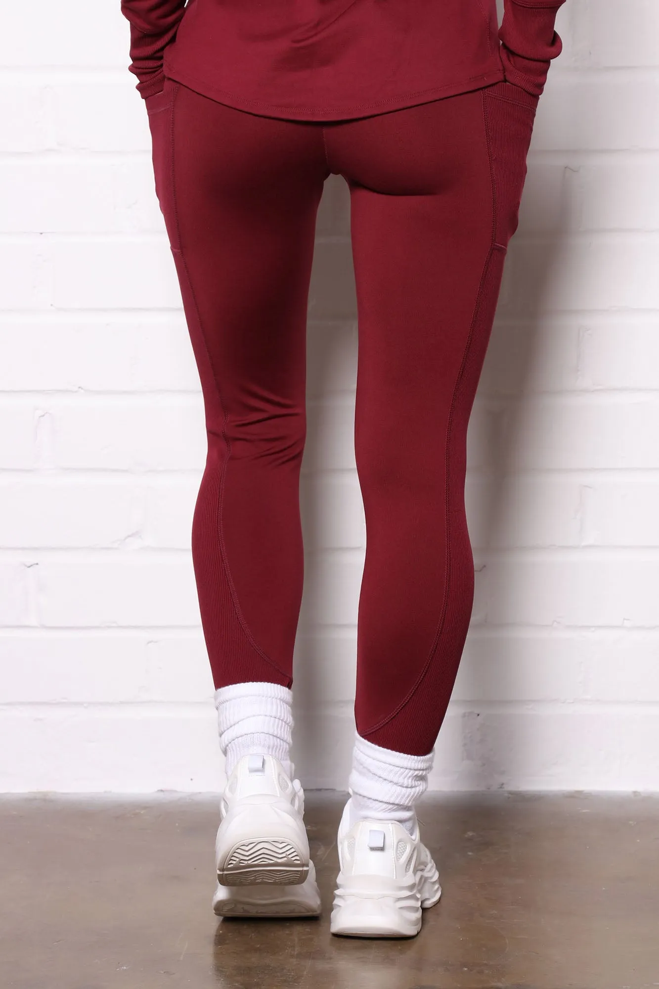 Back To Business Active Ribbed Legging - Wine