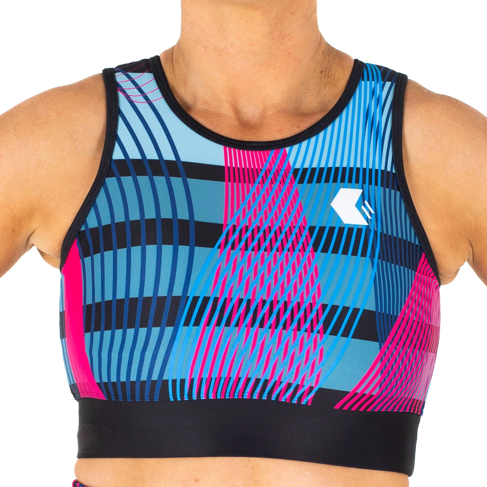 Blue Wave High Neck Sports Bra