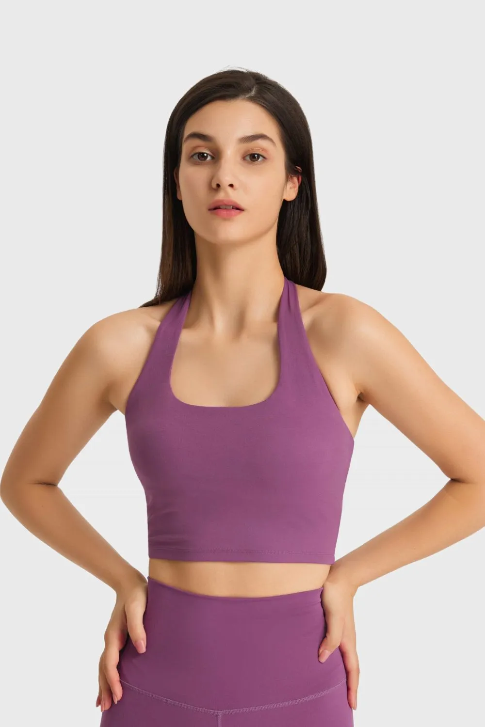 BREATHABLE HALTER NECK SPORTS BRA