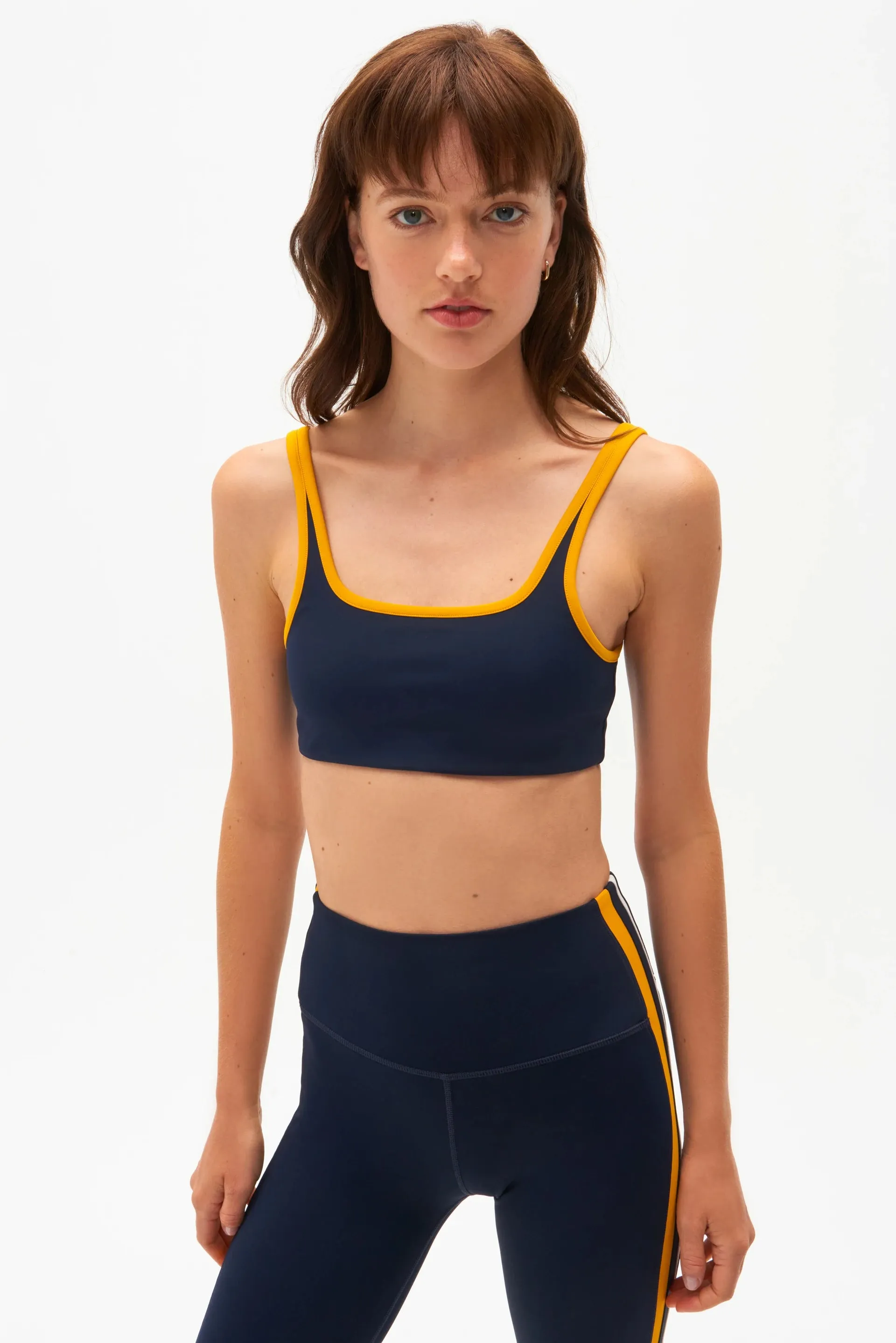 Cait Recycled Techflex Bra, Indigo/Marigold