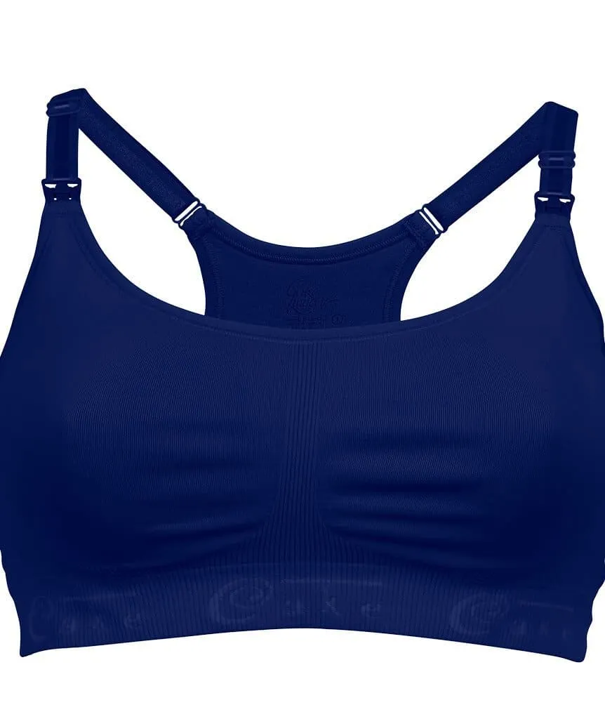 Cake Maternity Cotton Candy Seamless Sleep & Yoga Wire-Free Nursing Bra -  Navy Blue