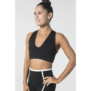 Center Fold Black Sports Bra