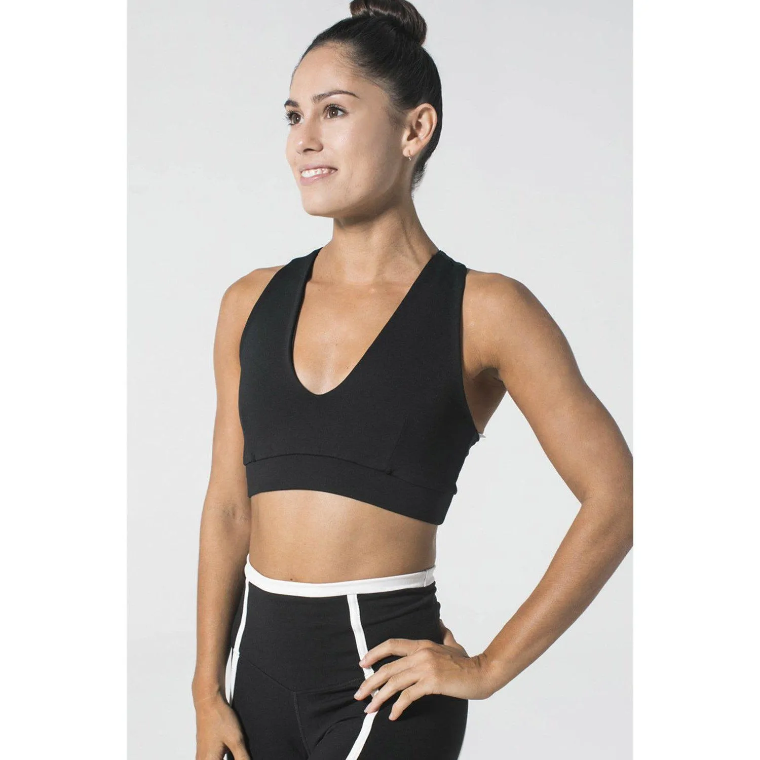 Center Fold Black Sports Bra