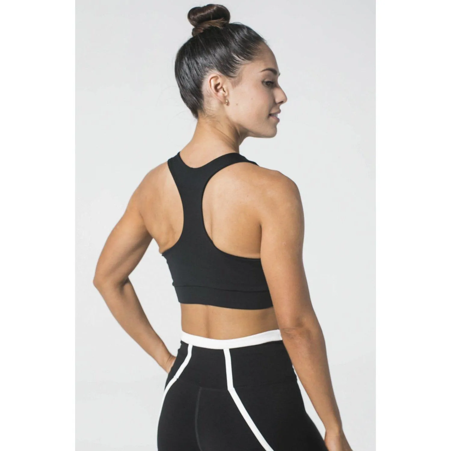 Center Fold Black Sports Bra