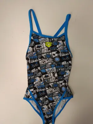 Chlorine Resistant Arena One Piece Blue Comic Pattern Size 24