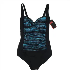 Chlorine Resistant TYR One Piece Black/ Blue Patterned  Size 8