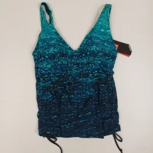 Chlorine Resistant TYR Tankini Top Onlh Green/ Blue Patterned  Size 8