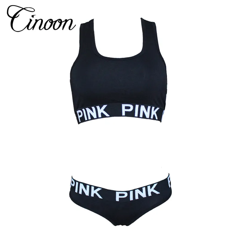 CINOON 2017 women fitness workout Seamless sexy underwear women bra set patchwork sexy vs pink lingerie unlined sportswear sets