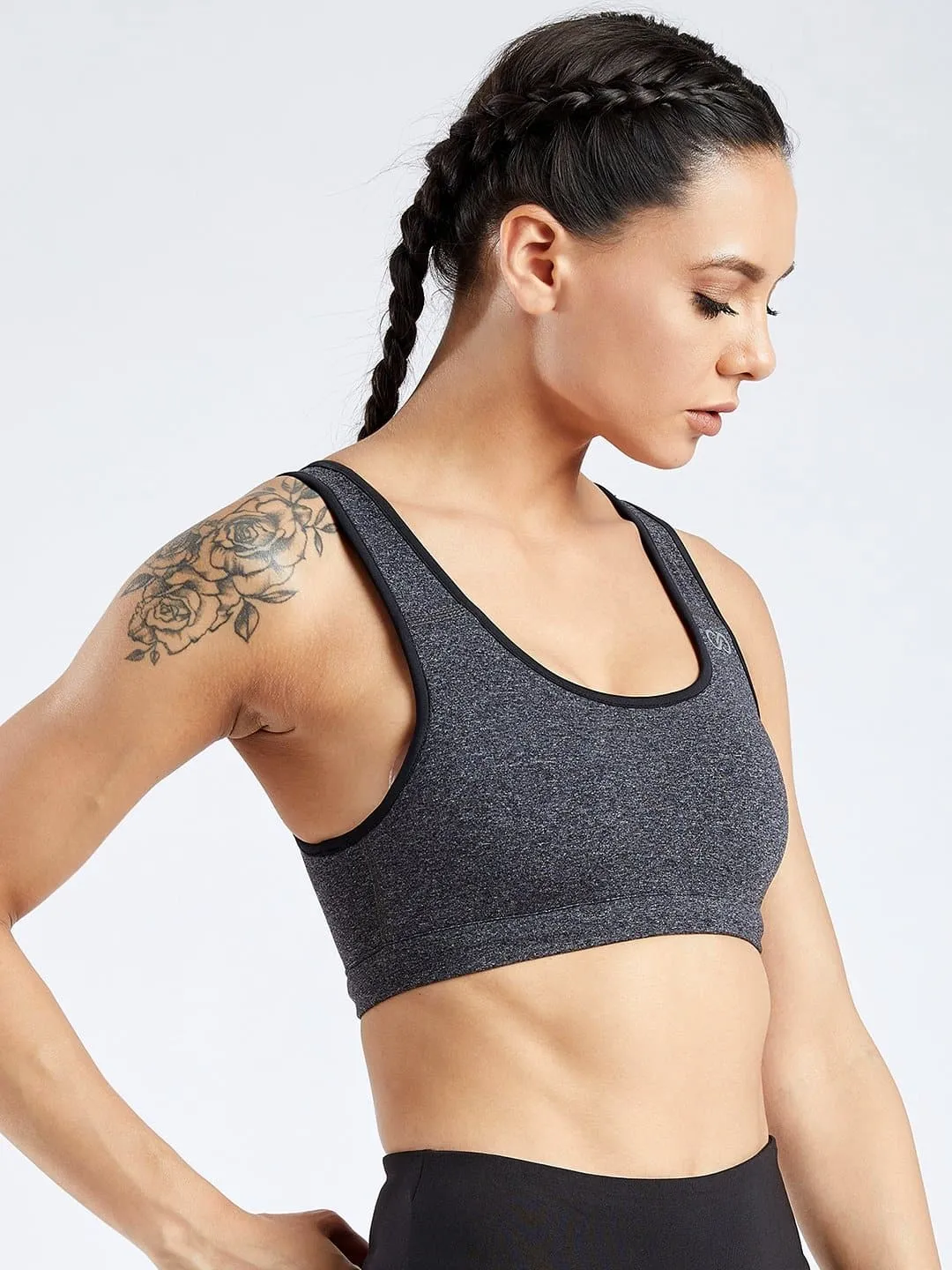 Creeluxe Power Me Charcoal Sports Bra