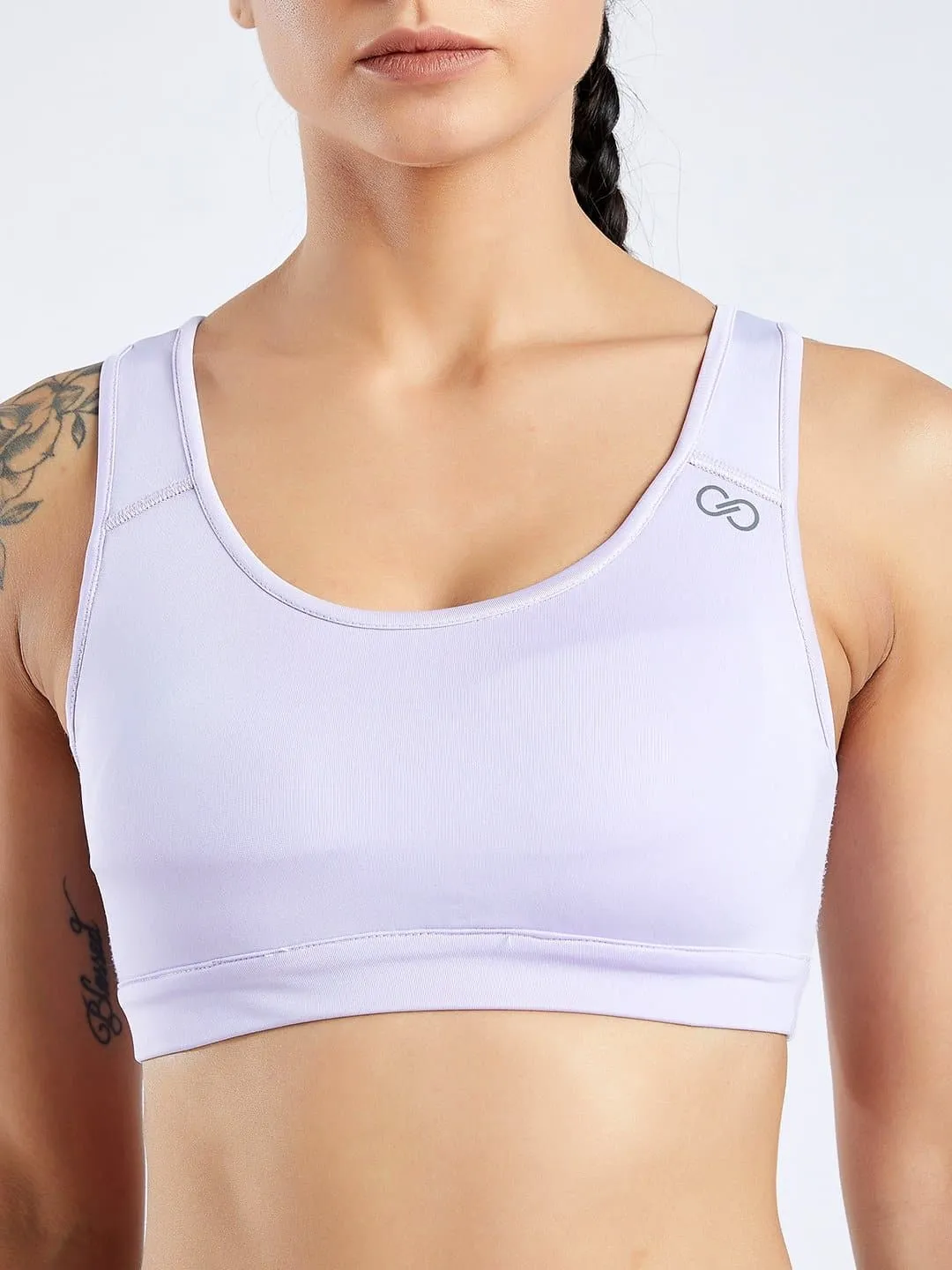 Creeluxe Power Me Lavender Grey Sports Bra