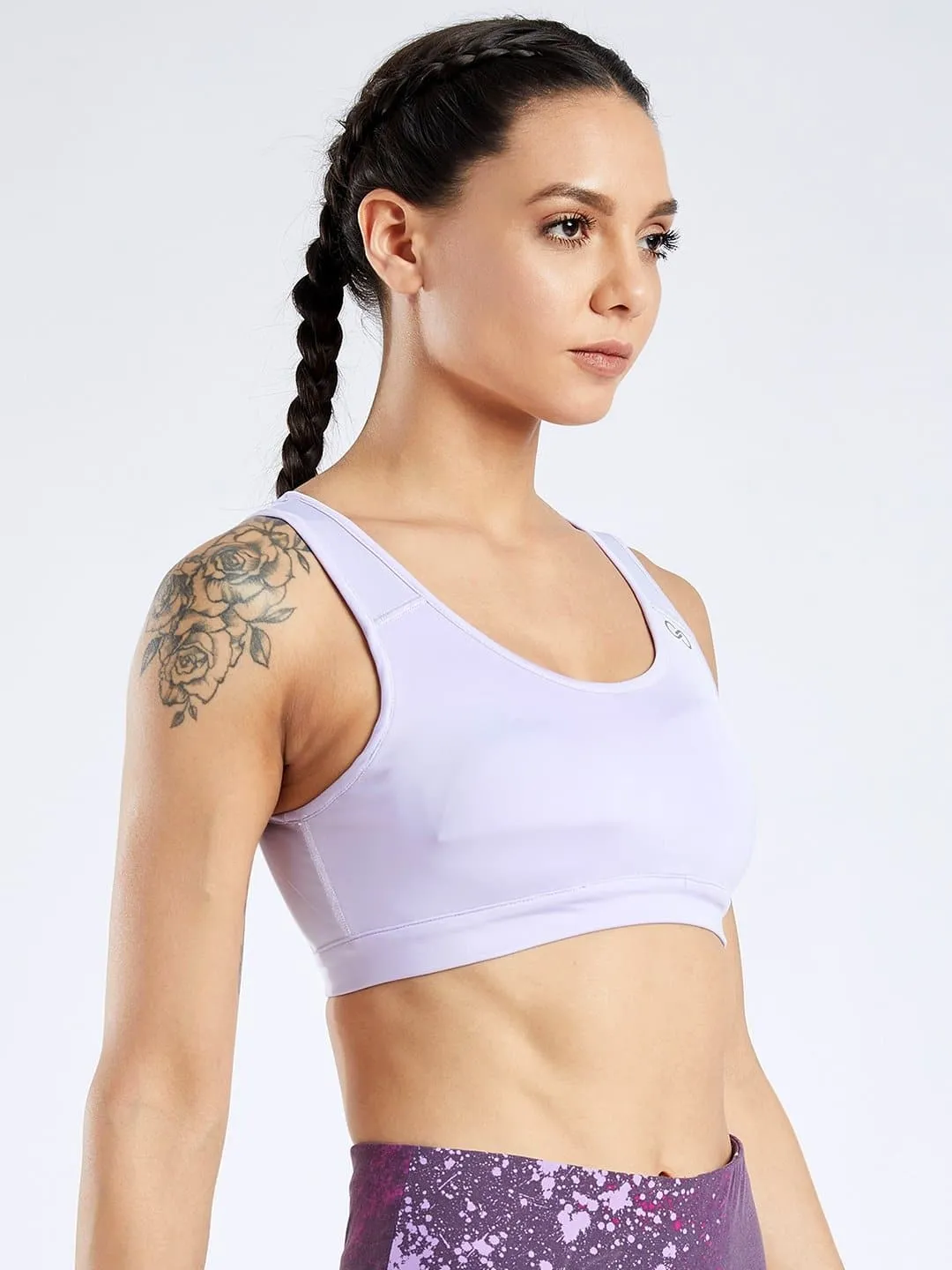 Creeluxe Power Me Lavender Grey Sports Bra