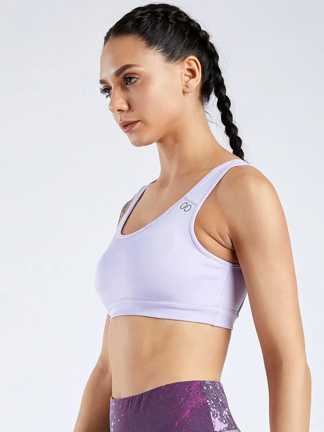 Creeluxe Power Me Lavender Grey Sports Bra