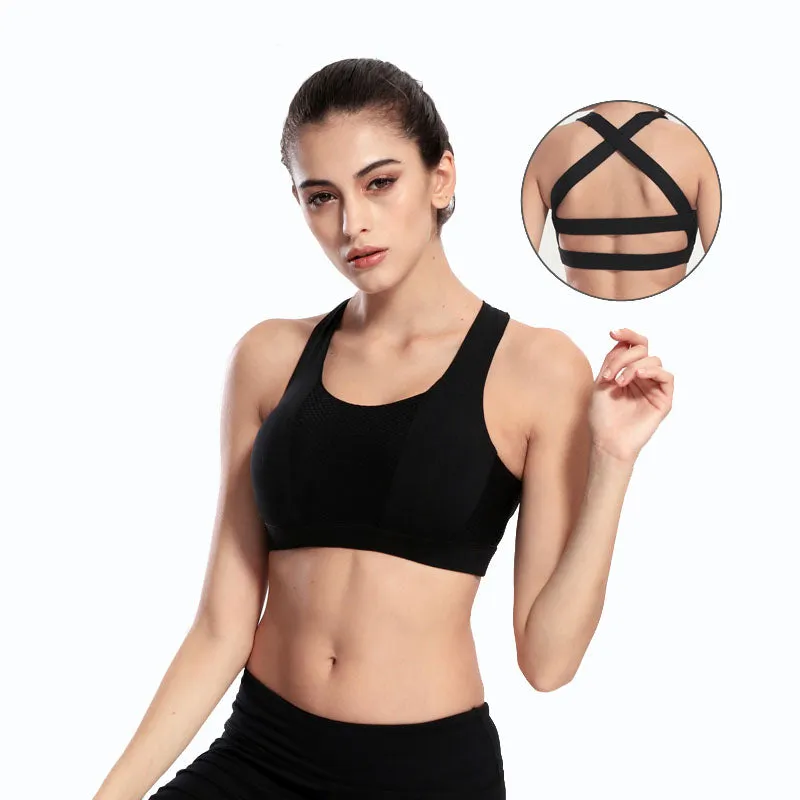 Cross & Parallel Strap Shockproof Padded Sports Bra