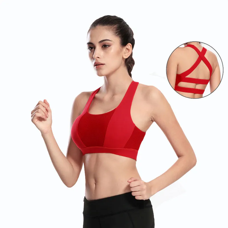 Cross & Parallel Strap Shockproof Padded Sports Bra