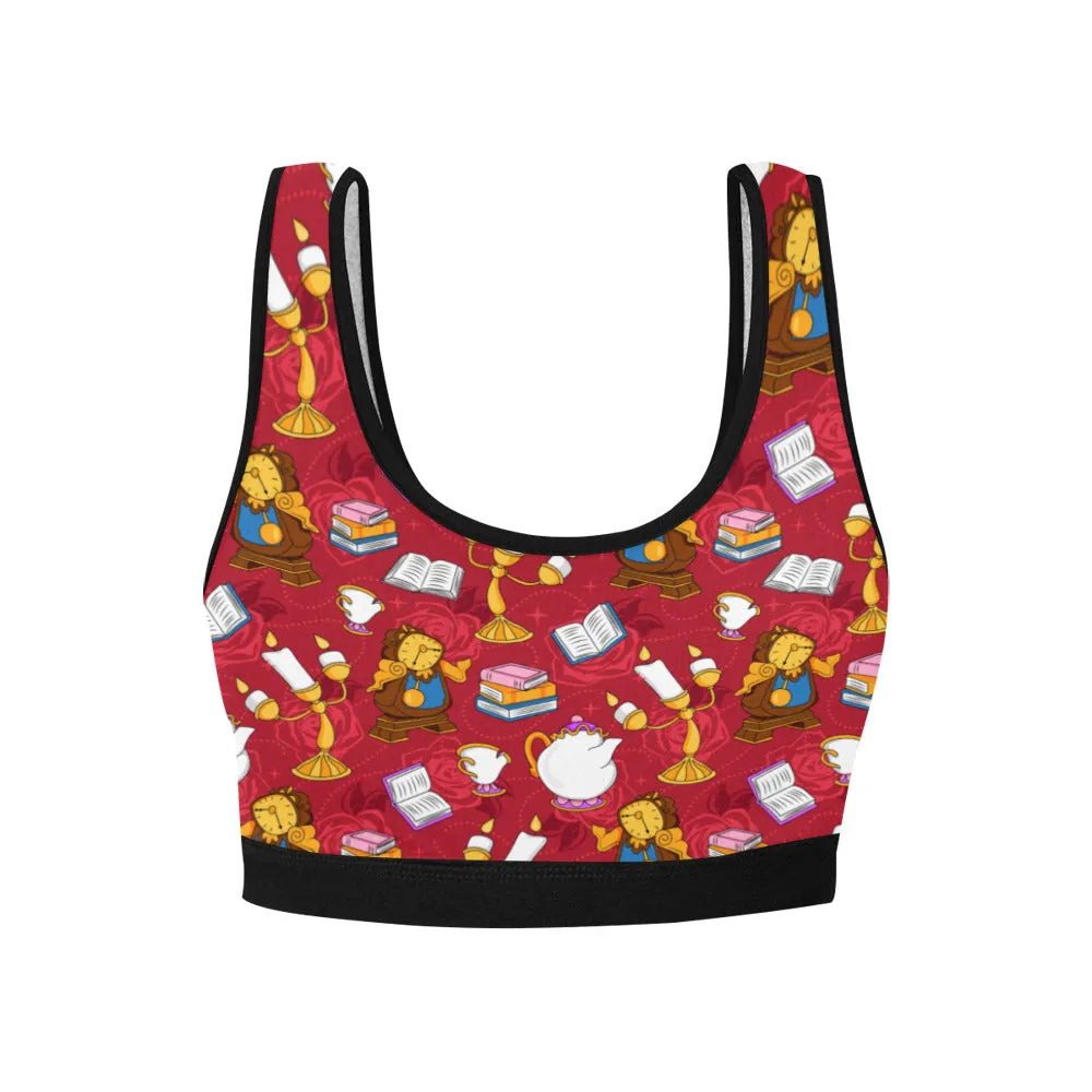 Disney Beauty And The Beast Belle's Friends Women's Athletic Sports Bra