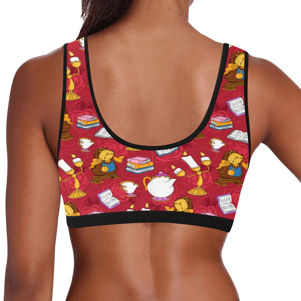 Disney Beauty And The Beast Belle's Friends Women's Athletic Sports Bra