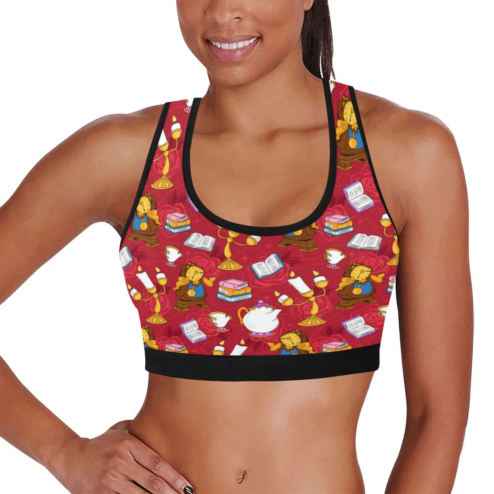 Disney Beauty And The Beast Belle's Friends Women's Athletic Sports Bra