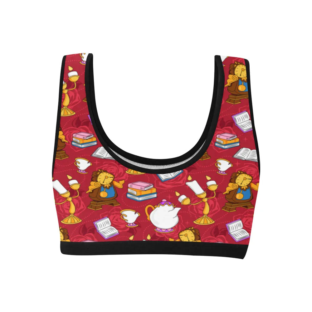 Disney Beauty And The Beast Belle's Friends Women's Athletic Sports Bra