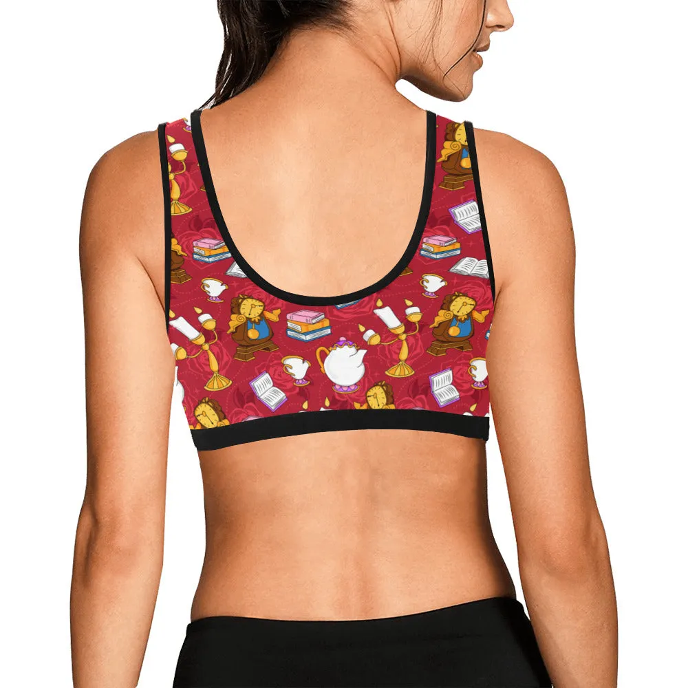 Disney Beauty And The Beast Belle's Friends Women's Athletic Sports Bra