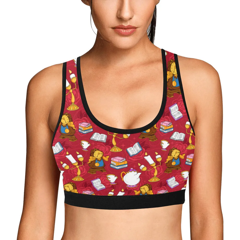 Disney Beauty And The Beast Belle's Friends Women's Athletic Sports Bra