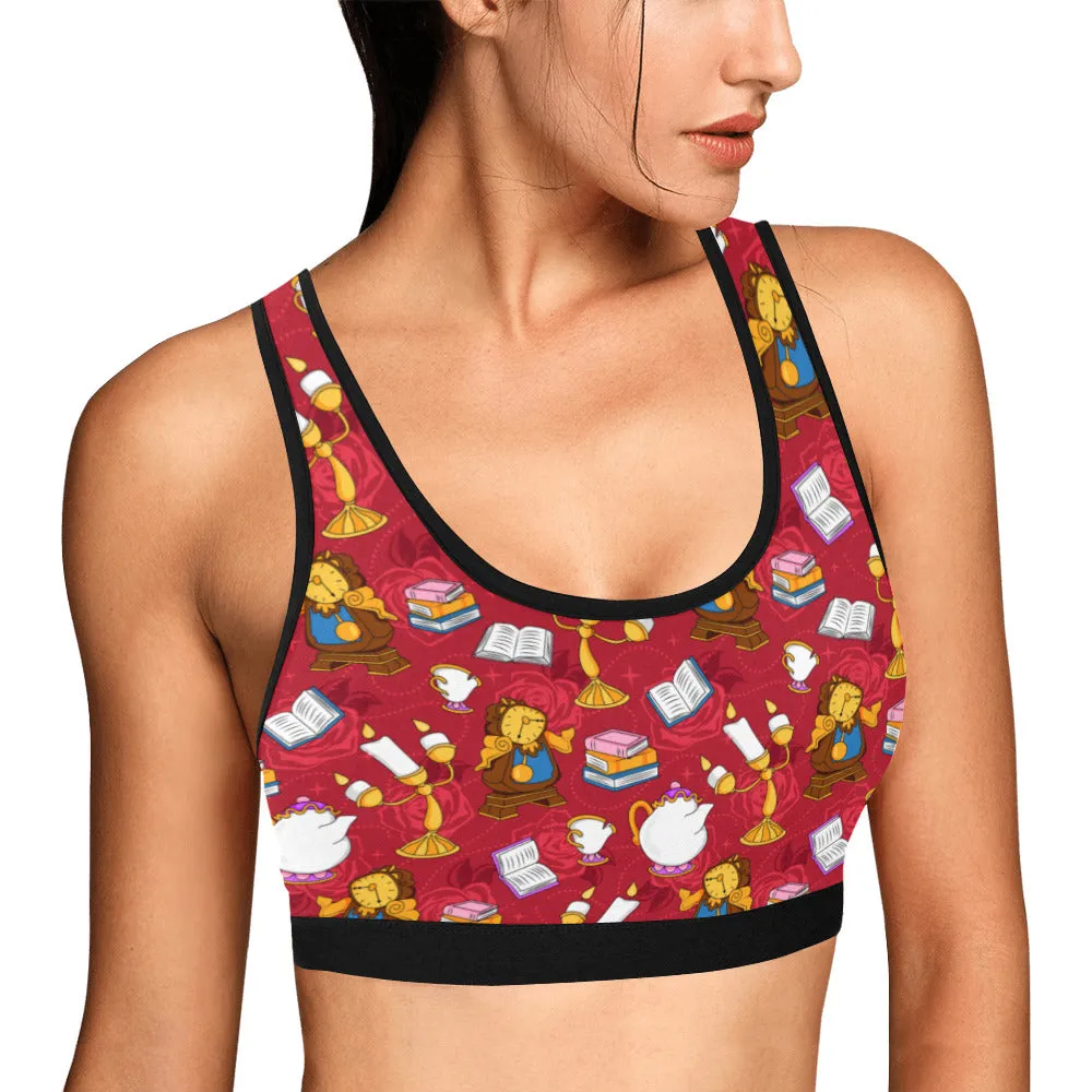 Disney Beauty And The Beast Belle's Friends Women's Athletic Sports Bra