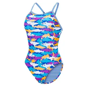 DOLFIN Uglies Womens Sharkonator V-2 Back One Piece Swimsuit