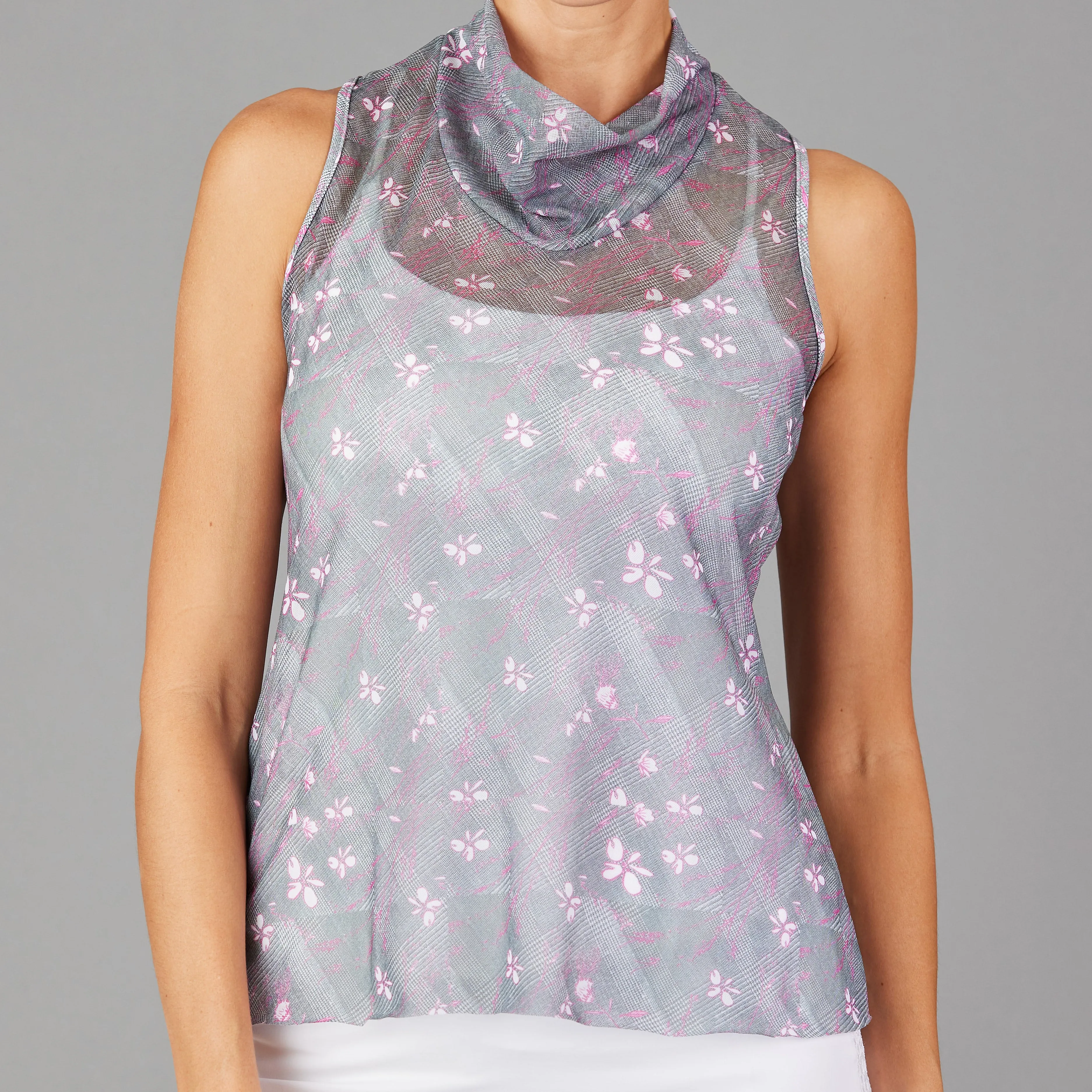 Drape Collar Layer Top (floral print)