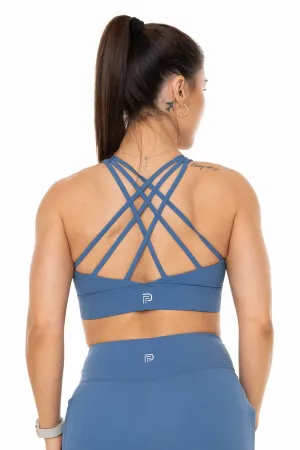 Empower Queen Blue Strappy Sports Bra