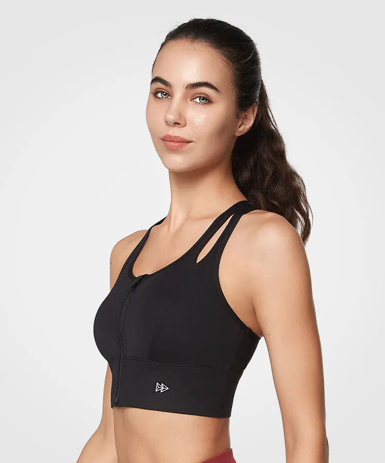 Enfold Longline Hollow Racerback Padded Running Bra | Women's High Support Sports Bra