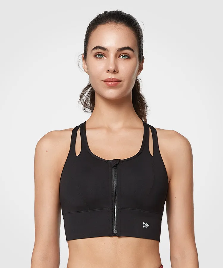 Enfold Longline Hollow Racerback Padded Running Bra | Women's High Support Sports Bra