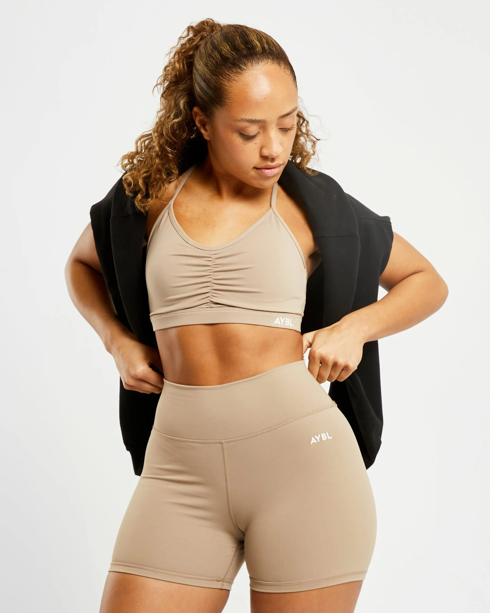 Essential Ruched Sports Bra - Mocha