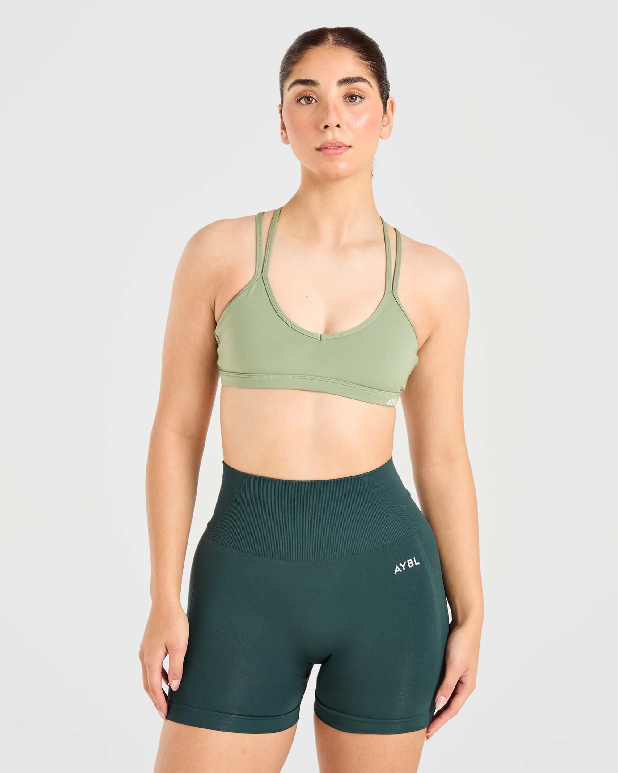 Essential Strappy Sports Bra - Olive Green