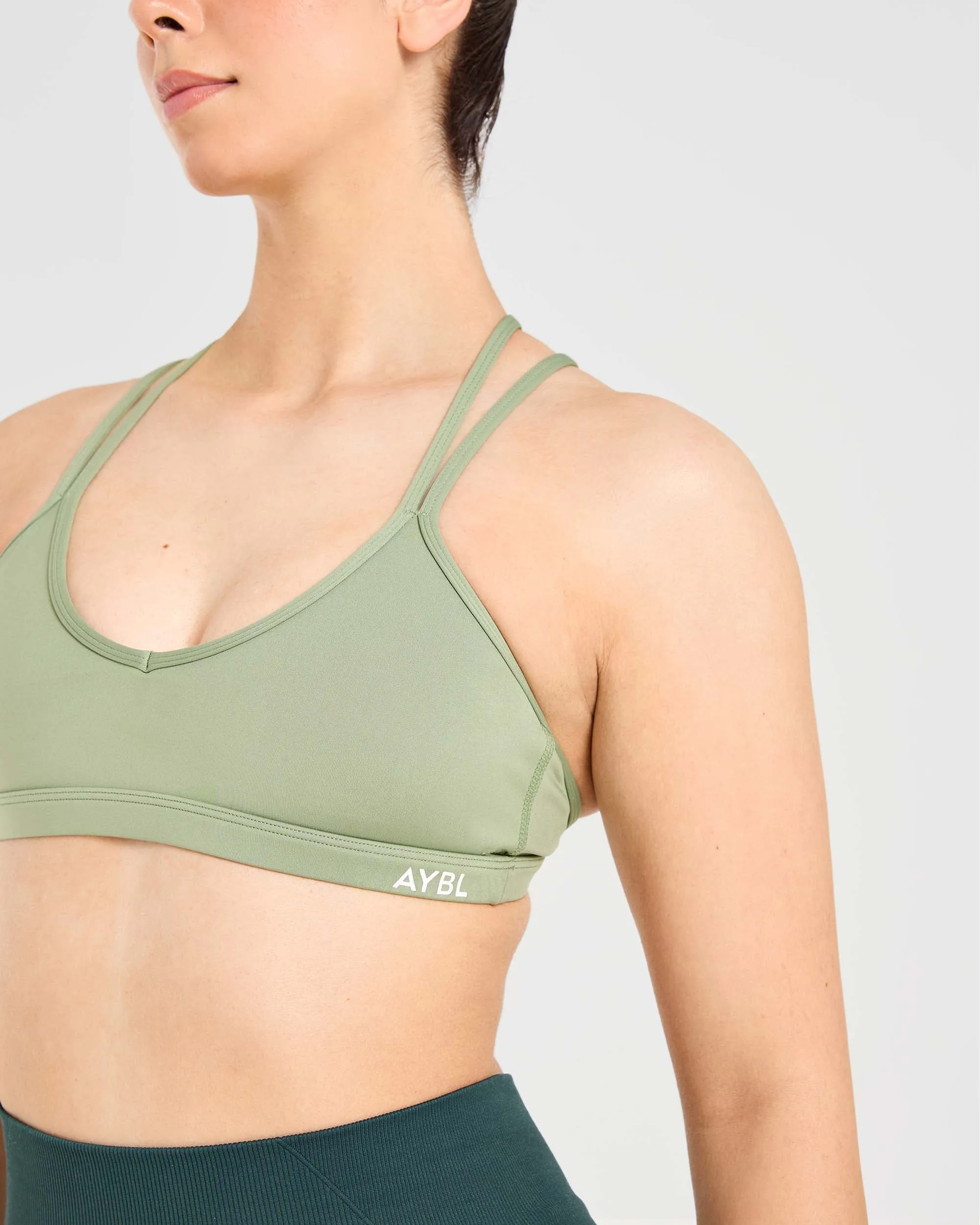 Essential Strappy Sports Bra - Olive Green