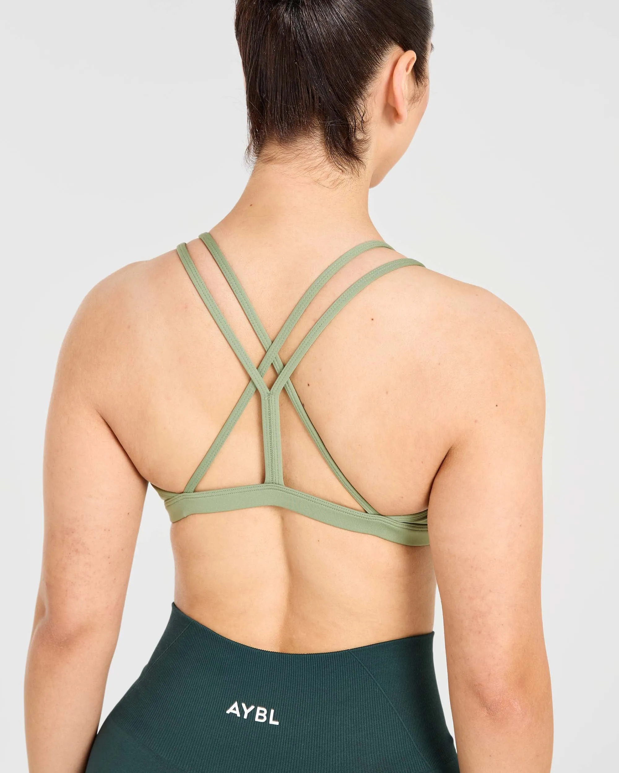 Essential Strappy Sports Bra - Olive Green