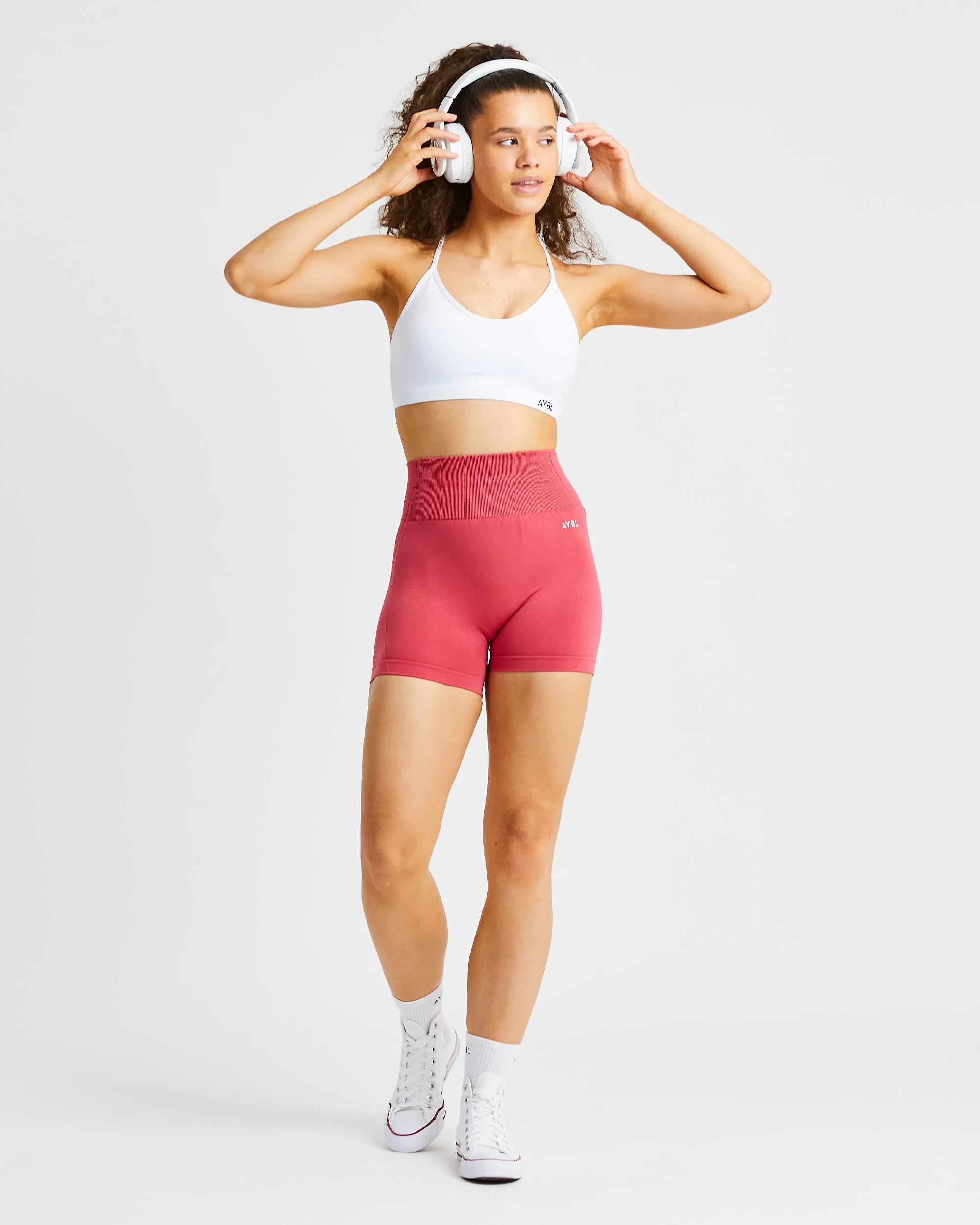 Essential V Neck Sports Bra - White