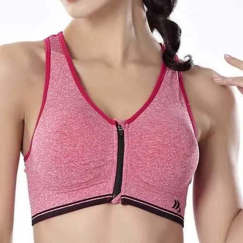 Front Zipper Fitness Shockproof Sports Bra