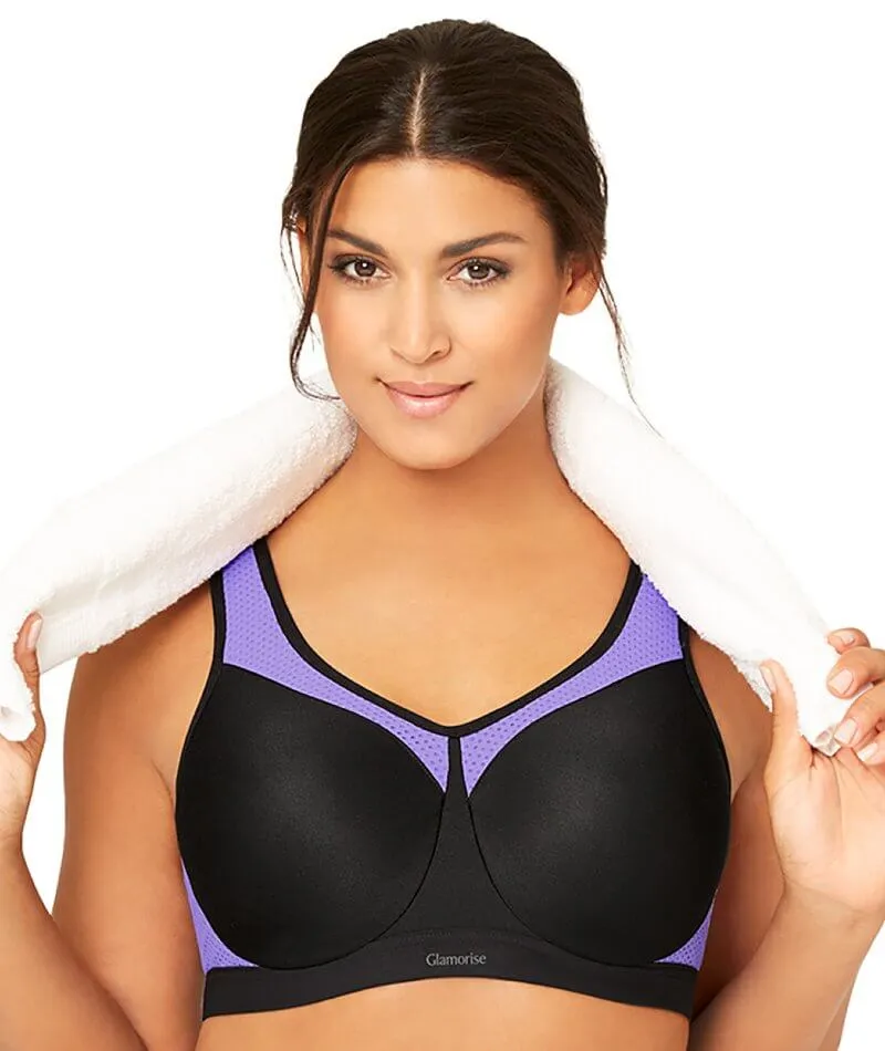 Glamorise High Impact Underwire Sports Bra - Black Purple